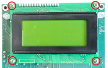 Four LCD assembly mounting screws on the corners of assembly