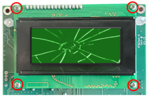 Four LCD assembly mounting screws on the corners of assembly