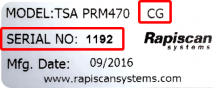 RPM-470 label shows model and serial number