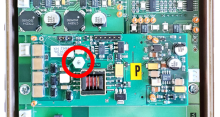 Location of the hexagonal mounting nut on the GHA-472 circuit board