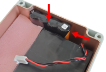 Place battery pack into instrument Velcro side down