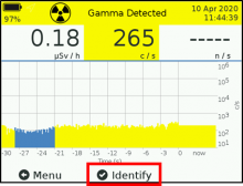 VeriFinder displays the menu to start an identification in middle of the row