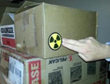 A radiation symbol is placed at the location of highest radiation indication