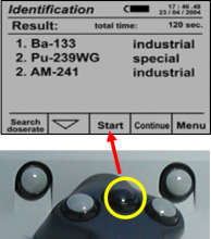 Center button will start a new Identification