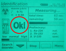 Screen displays "OK" when source is strong enough for Identification
