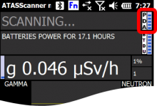 Battery level of PDA shown in upper right of app screen