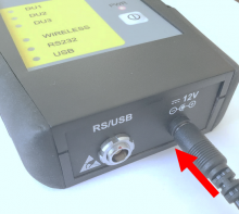 Charger connectors plugs into base of BT-DU3 and red LED glows