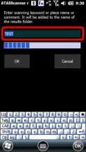 Enter file name extension for scanning file using virtual keypad