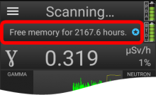 Screen displays "Free memory for" time