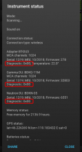The diagnostic values can be found by tapping on the status bar