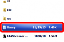 File for library.txt is listed after a mix of application folders