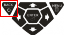 Back button at left turns power on