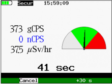 Screen displays a timer for identification action to complete