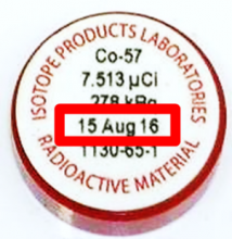 Radiation button source date of manufacture