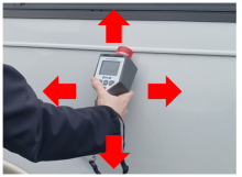 Move device in vertical and horizontal planes to find maximum source signal