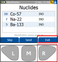To exit the Identifier mode, press the far right button