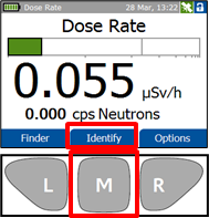 To enter Identify mode, press the middle button (M button)