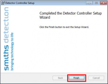Button to finish setup of detector controller setup