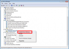 Screen displays "Update Driver Software" option