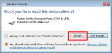Button "install" for driver file
