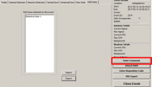 Select "enter comment" to open database comment screen