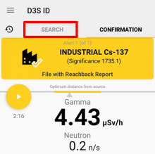 Search tab is highlighted near top left of interface