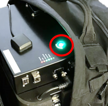 Power button inside backpack