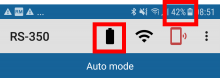 Battery icon and percent with red box on RadMobile app