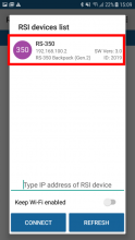 App list of RSI devices for IP connection