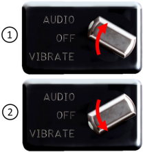 HRM device power in audio up or vibrate down mode