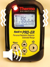RadEye in Alarm State with Red LED, Vibration, Audio indications