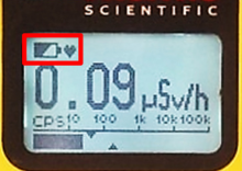Level of battery charge in upper left of RadEye screen
