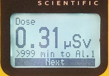 Screen of RadEye show cumulative dose