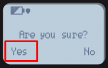 Screen of RadEye asks to confirm power off with left side "Yes"