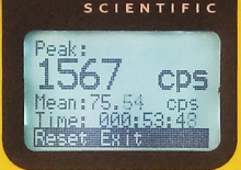 Screen of RadEye show count rate mode