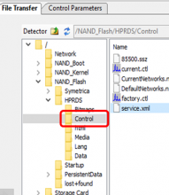 Pathway to service.xml file is under NAND Flash folder