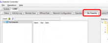 File transfer tab on Detector Controller app