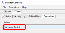Advanced controller tab on Detector Controller app