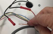 Crimp union connectors to appropriate wires using a crimping tool