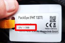 PackEye BTA Serial Number on Tag of Backpack