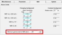 Packeye Minimum Gamma Rate for NBR Alarm