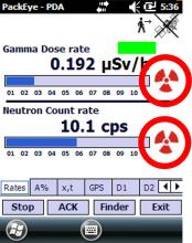 PackEye Trimble Alarm Gamma-Neutron