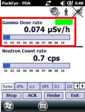 PackEye Trimble Dose Rate Rad Fluctuate