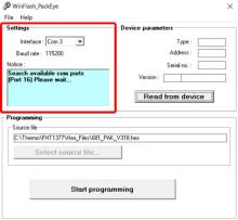 PackEye WinFlash Interface Set Com3