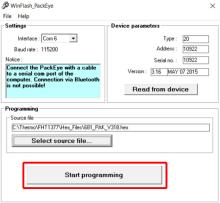 PackEye WinFlash Start Programming