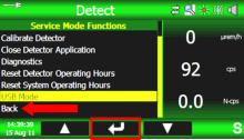 RadSeeker Detect Screen Back Left Arrow