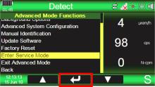 RadSeeker Detect Screen Enter Service Mode