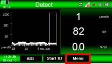 RadSeeker Detect Screen Menu